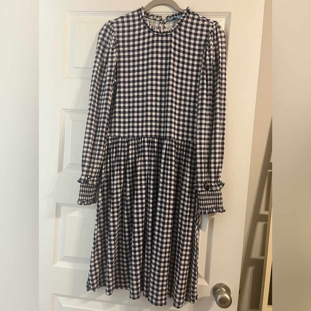 Draper James Kitty Dress in Navy/White Gingham Size Medium EUC - Picture 2 of 8